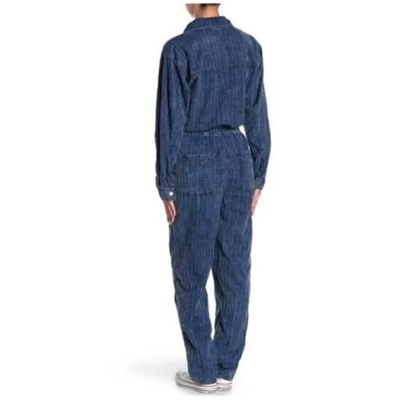Free People Ari Denim Jumpsuit S Coverall Boiler Suit 90s Utility Loose Fit Blue - Picture 10 of 11